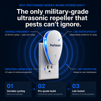 PestVanish Ultrasonic Pest Repeller - Banish 14+ Pests for Good