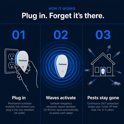 PestVanish Ultrasonic Pest Repeller - Banish 14+ Pests for Good
